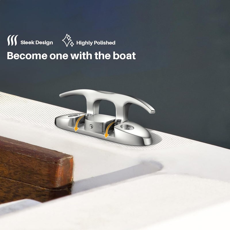 OBAKL Boat Folding Cleats, Marine Grade Stainless Steel 316 Boat Cleats Pack of 4, Installation Accessories Included - Image 5